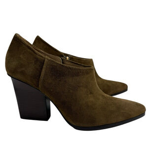 Donald J Pliner Khaki Green Suede Verie Pointed Toe Ankle Boots Booties 7.5 New